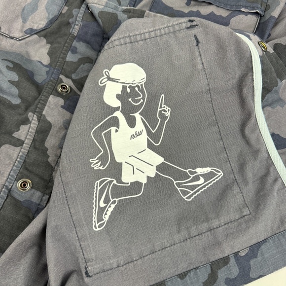 Nike NSW Sportswear Mens Size XL Blue Camo Snap Military Style Jacket - Picture 8 of 12